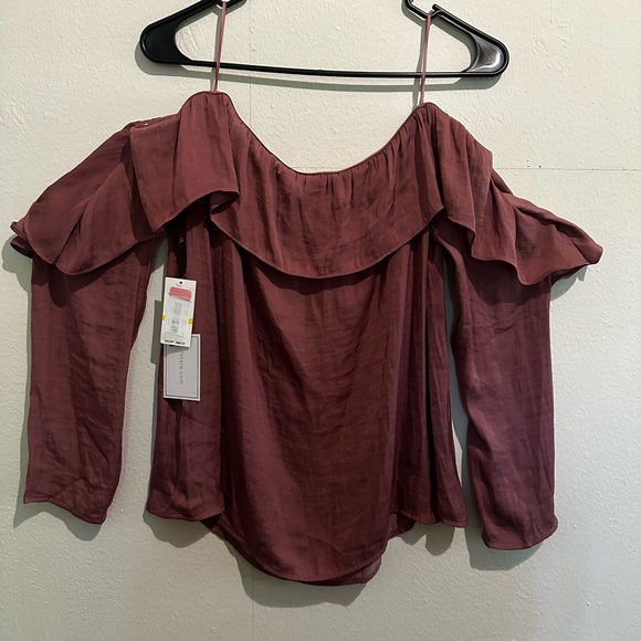 1. State Tops - 1. State Mauve Off-Shoulder Ruffle Blouse
